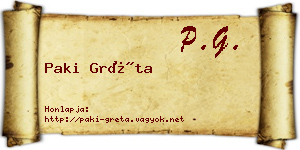 Paki Gréta névjegykártya